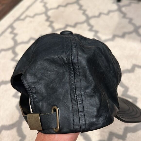 Black genuine Leather Baseball Cap Sima International Adjustable made in USA - Picture 2 of 9
